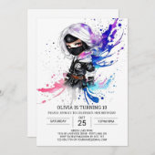 Custom Chic Ninja Meisje Verjaardag Kaart (Voorkant / Achterkant)