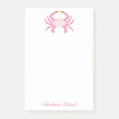 Custom Chic Pink Crab | Coastal Sticky Notes (Voorkant)