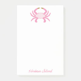 Custom Chic Pink Crab | Coastal Sticky Notes