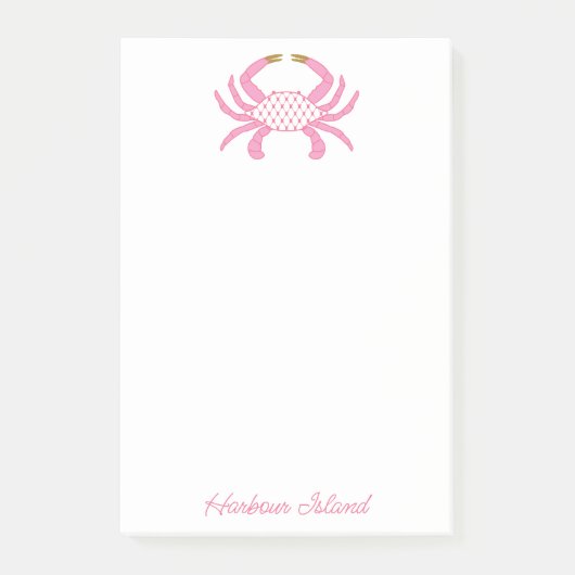 Custom Chic Pink Crab | Coastal Sticky Notes (Voorkant)