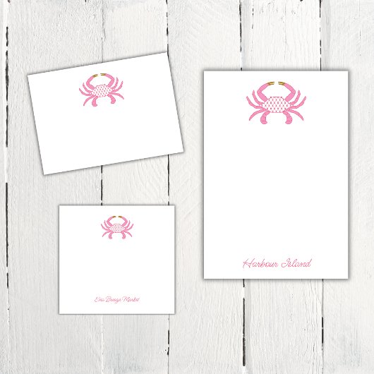 Custom Chic Pink Crab | Coastal Sticky Notes