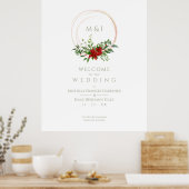 Custom Chic Poinsettia Christmas Wedding Welcome Poster (Keuken)