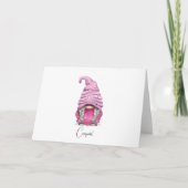 Custom Chic Roze Gnome Afstuderen Kaart (Voorkant)
