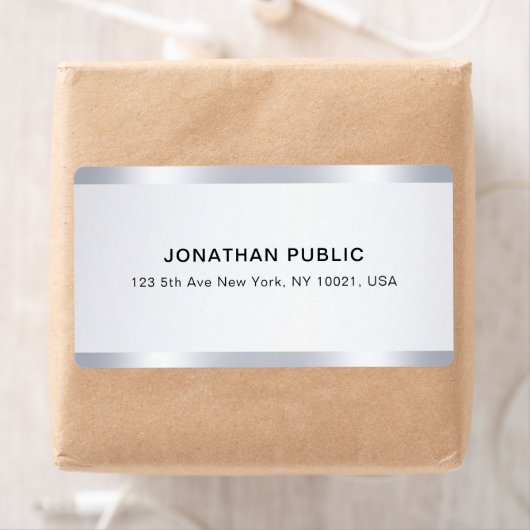 Custom Chic Silver Glamorous Template Shipping Etiket (Insitu)