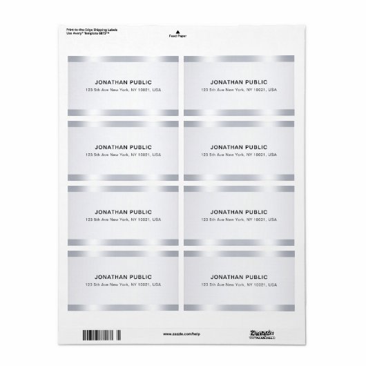 Custom Chic Silver Glamorous Template Shipping Etiket (Full Sheet)