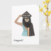 Custom Chic Zwart Vrouw High School Afstuderen Kaart (Gele Bloem)