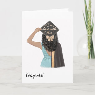 Custom Chic Zwart Vrouw High School Afstuderen Kaart