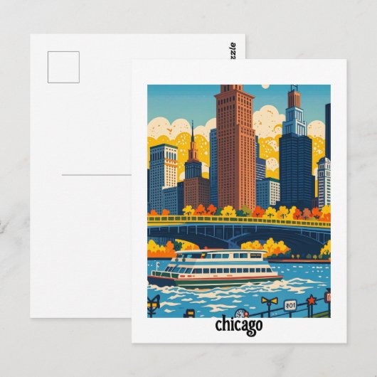 Custom Chicago Briefkaart (Voorkant / Achterkant)