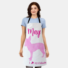 Custom Chihuahua Apron Pastel Pink Silhouette Schort