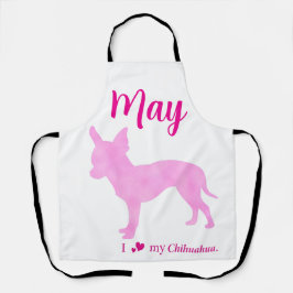 Custom Chihuahua Apron Pastel Pink Silhouette Schort