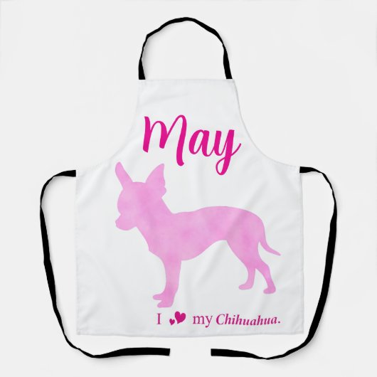 Custom Chihuahua Apron Pastel Pink Silhouette Schort (Voorkant)
