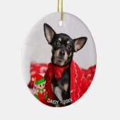 Custom Chihuahua Dog Foto met Cute Elf Keramisch Ornament (Rechts)