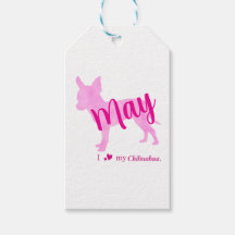 Custom Chihuahua Gift Tag Pastel Pink Silhouette