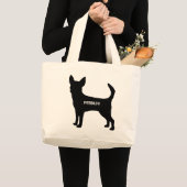 CUSTOM Chihuahua Hondenras Silhouette Grote Tote Bag (Voorkant (product))