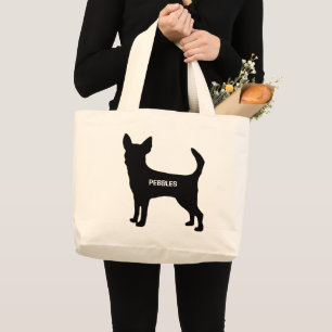 CUSTOM Chihuahua Hondenras Silhouette Grote Tote Bag