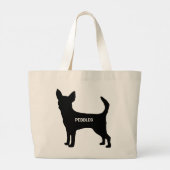 CUSTOM Chihuahua Hondenras Silhouette Grote Tote Bag (Achterkant)