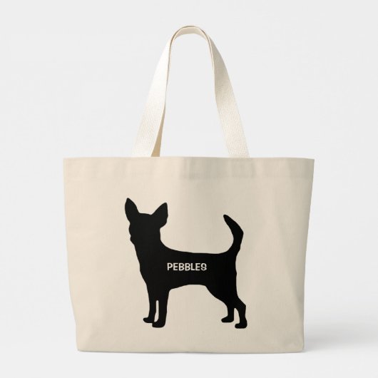 CUSTOM Chihuahua Hondenras Silhouette Grote Tote Bag (Achterkant)