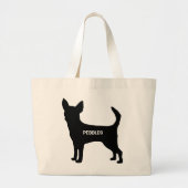 CUSTOM Chihuahua Hondenras Silhouette Grote Tote Bag (Voorkant)