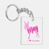 Custom Chihuahua Keychain Pastel Pink Silhouette (Voorkant Links)