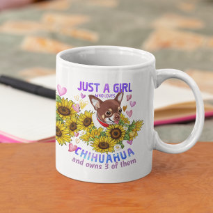 Custom Chihuahua Lover Sunflower Trainer Floral Koffiemok