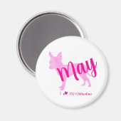 Custom Chihuahua Magnet Pastel Pink Silhouette (Voorkant / Achterkant)
