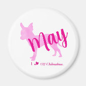 Custom Chihuahua Magnet Pastel Pink Silhouette (Voorkant)