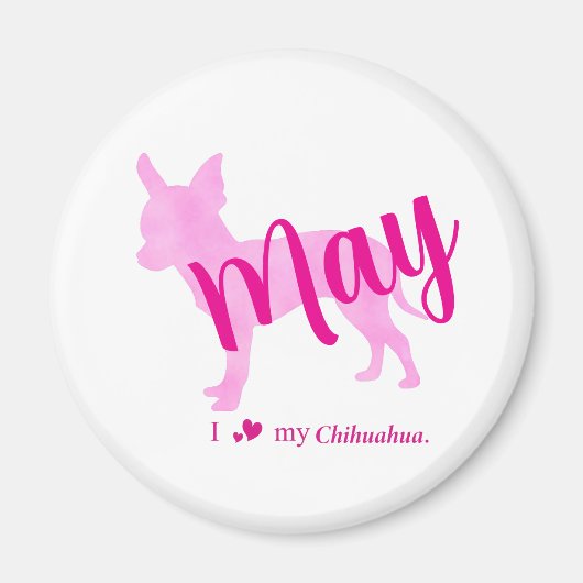 Custom Chihuahua Magnet Pastel Pink Silhouette (Voorkant)