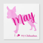 Custom Chihuahua Magnet Pastel Pink Silhouette (Voorkant)