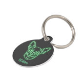 Custom Chihuahua Neon Glow Personalized Huisdierpenning (Zijkant)