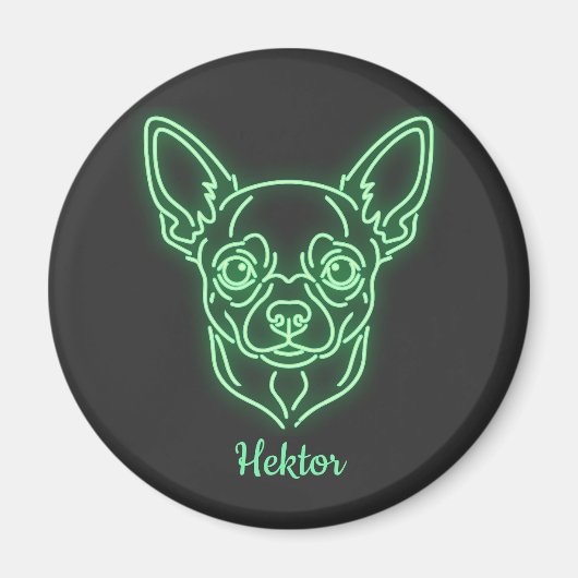 Custom Chihuahua Neon Glow Personalized Magneet (Voorkant)