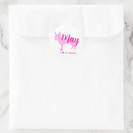 Custom Chihuahua pastel pink silhouette sticker (Tas)
