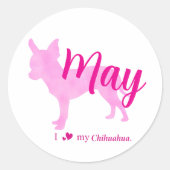 Custom Chihuahua pastel pink silhouette sticker (Voorkant)