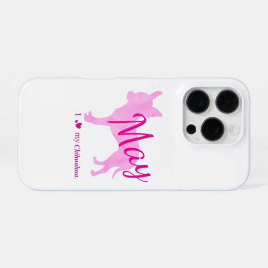Custom Chihuahua Phone Case  Pstel Pink Silhouette iPhone Hoesje (Achterkant horizontaal)