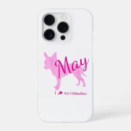 Custom Chihuahua Phone Case Pstel Pink Silhouette iPhone 16 Pro Hoesje