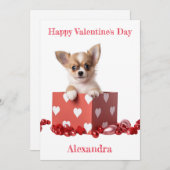 Custom Chihuahua Puppy Heart Box Valentijn Feestdagenkaart (Voorkant / Achterkant)