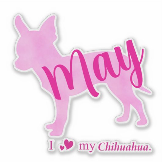 Custom Chihuahua Sticker – Pastel Pink Silhouette (Voorkant)
