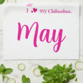 Custom Chihuahua towel Pastel Pink Silhouette Theedoek (Gevouwen)