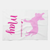 Custom Chihuahua towel Pastel Pink Silhouette Theedoek (Horizontaal)
