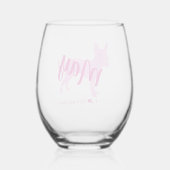 Custom Chihuahua Wine Glass Pastel Pink Silhouette Wijnglas Zonder Voet (Achterkant)