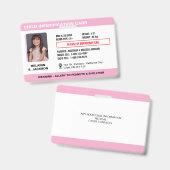 Custom Child Emergency Photo ID Badge for Kids (Voor- en achterkant)