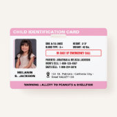 Custom Child Emergency Photo ID Badge for Kids (Voorkant)