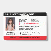 Custom Child Emergency Photo ID Badge voor kindere (Voorzijde)