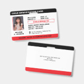 Custom Child Emergency Photo ID Badge voor kindere (Voor- en achterkant)
