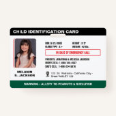 Custom Child Emergency Photo ID Badge voor kindere (Voorkant)