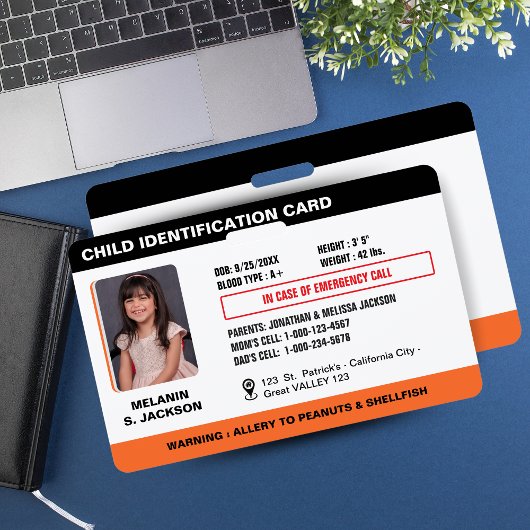 Custom Child Emergency Photo ID Badge voor kindere