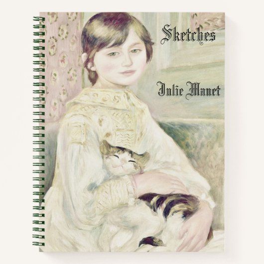 Custom "Child with Cat" by Renoir Name Sketchbook Notitieboek (Voorkant)