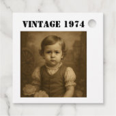 Custom Childhood Photo & Year Vintage Personalized Bedankjes Labels (Achterkant)