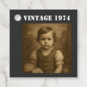 Custom Childhood Photo & Year Vintage Personalized Bedankjes Labels (Voorkant)