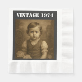 Custom Childhood Photo & Year Vintage Personalized Servet
