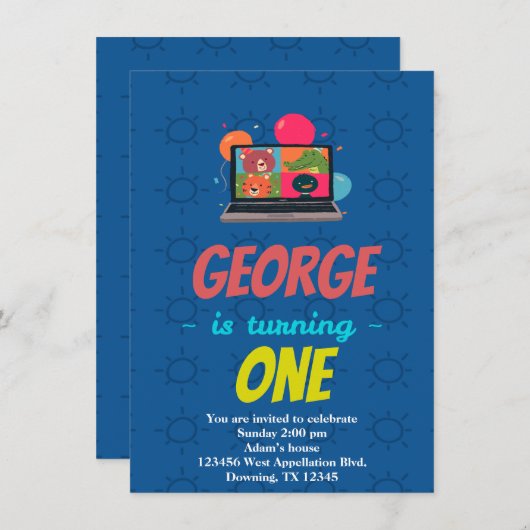 Custom Child's Online Schooling Cartoon Uitnodigin Kaart (Voorkant / Achterkant)